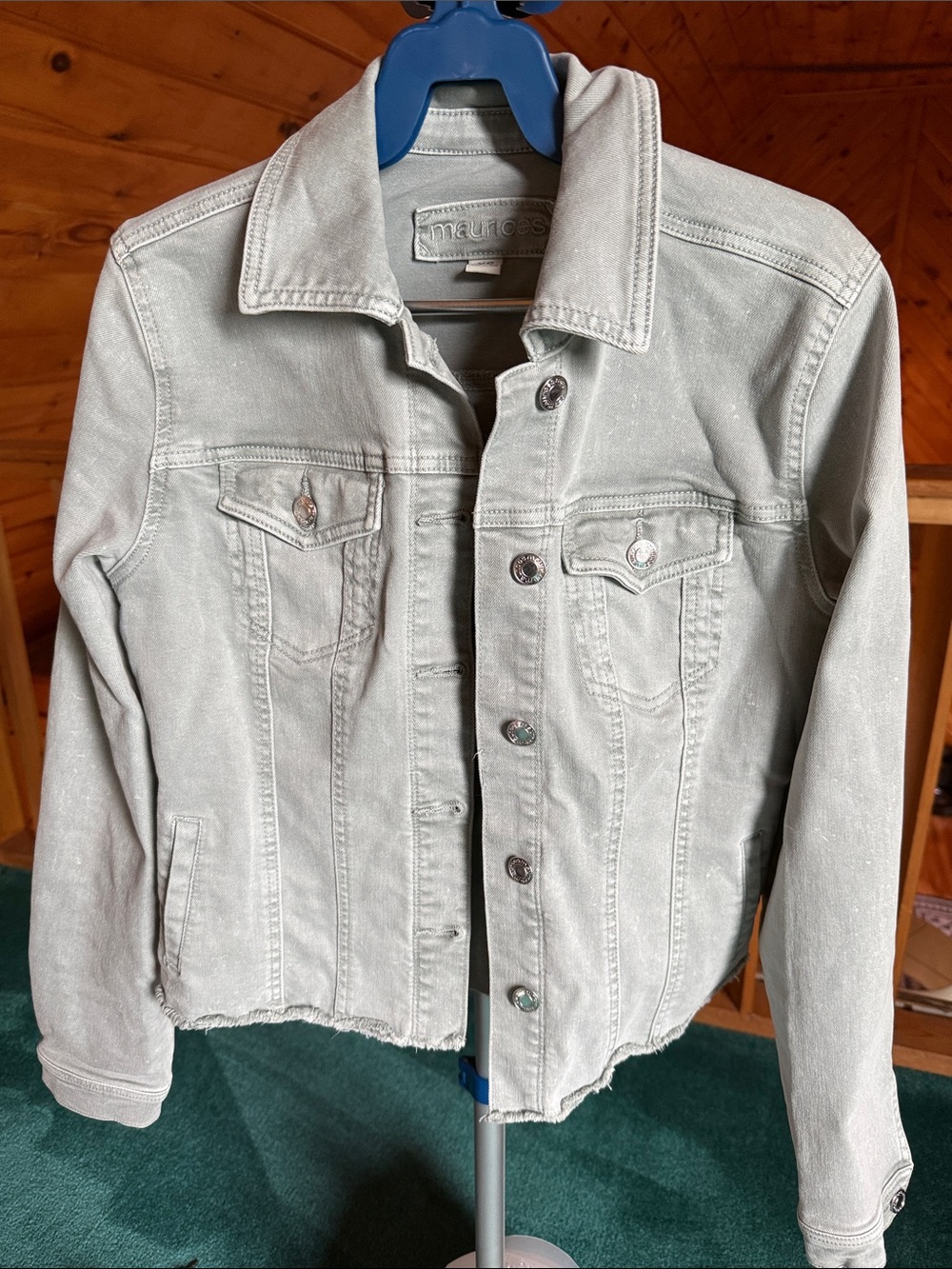 Maurices Light Gray Washed Denim Jacket